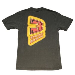 VINTAGE ADIDAS unisex black 3 stripe graphic tee. small womens, 14 boys.